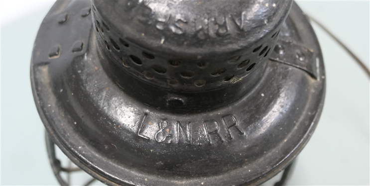 Armspear Mfg. Co. New York 1925 Railroad Lantern - L&N (Louisville & Nashville)  Railroad - Red Dietz Vest Globe - Lantern Has Been Electrified -  Measures 9 1/2 Tall 