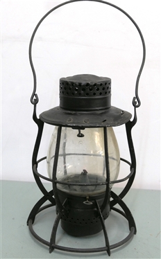 Dietz No. 39 Steel Clad - New York USA Railroad Lantern - Dietz Vulcan Clear Glass Globe - Dietz Convex Burner - Lantern Measures 10 Tall 