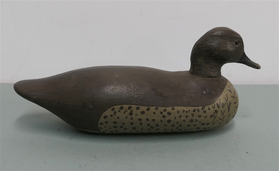 Hand Painted Duck Decoy with Glass Eyes - Duck Measures 5 1/2" Tall 13" Beak to Tail 