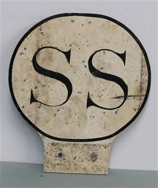 Hand Painted Metal SS Round Sign Railroad?  - Sign Measures 12 1/2 By 11 Across