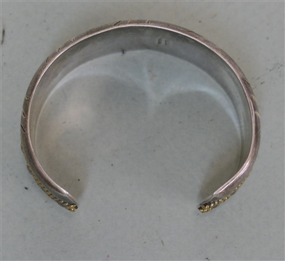 Handmade Sterling Silver Cuff Bracelet with Brass Rope Accents - Cuff is 3/4 Wide