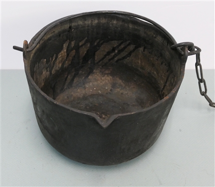Larger Cast Iron Pot with Pouring Spout - Pot Measures 7 1/2 Tall 12 Across