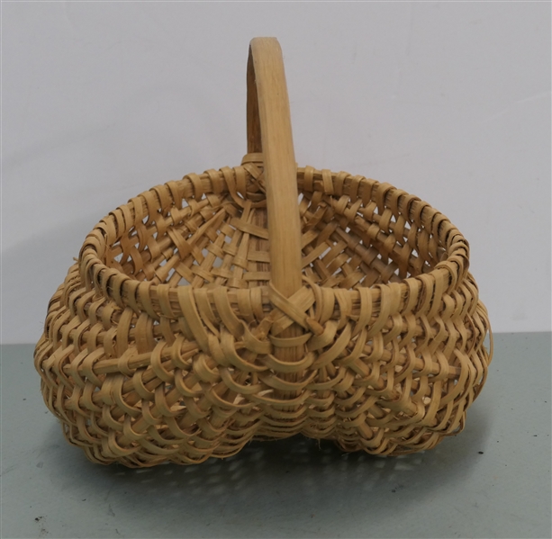 Smaller Oak Splint Egg / Buttocks Basket - Basket is 4 1/2" Tall 8" by 9" - Not Including Handle