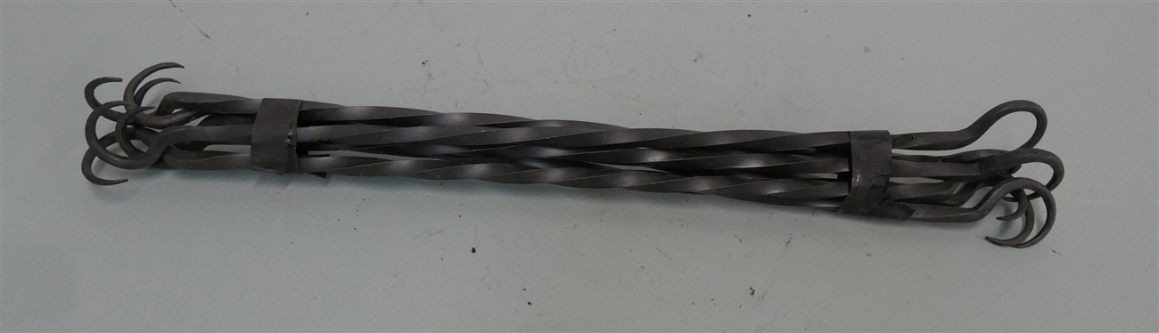 5 Hand Forged Blacksmith Shop Made Hooks - Twisted with Hooks on Each Ends - Each Measures 20 1/2 Long