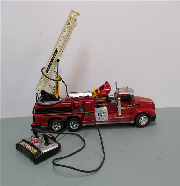 Vintage Remote Controlled Battery Operated Fire Truck "Fire District 9" 