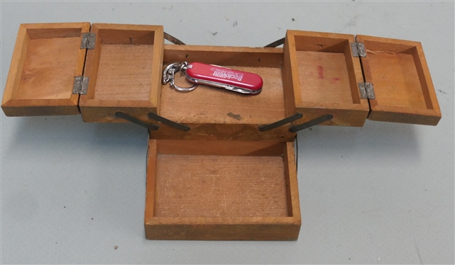 St. Petersburg Fl. Souvenir Folding Trinket Box - Hand Decorated Wood - Small Broken Piece on Back - See Photo - Box Measures 3 Tall 3 by 4