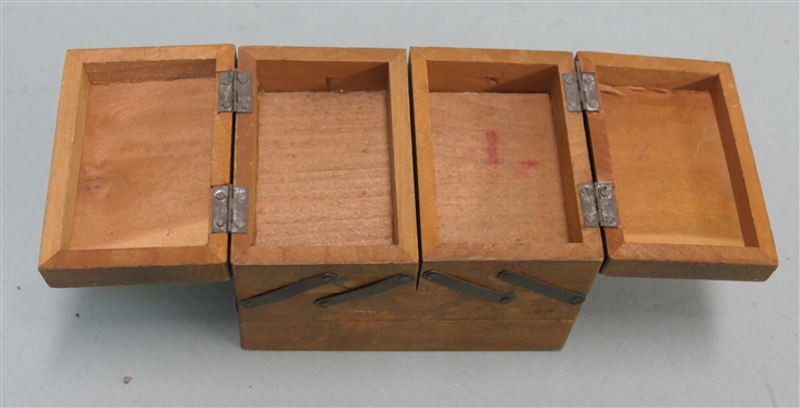 St. Petersburg Fl. Souvenir Folding Trinket Box - Hand Decorated Wood - Small Broken Piece on Back - See Photo - Box Measures 3 Tall 3 by 4