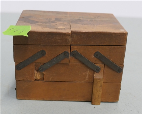 St. Petersburg Fl. Souvenir Folding Trinket Box - Hand Decorated Wood - Small Broken Piece on Back - See Photo - Box Measures 3 Tall 3 by 4