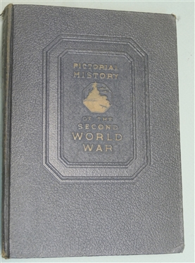 Pictorial History of the Second World War 1944 - 1946 - History Book Set in Awesome Original Bakelite Book Holder - WWII History in 5 Volumes - Brown Bakelite Stand with Soldiers, Air Planes, and...