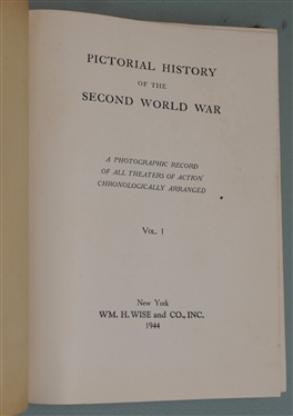 Pictorial History of the Second World War 1944 - 1946 - History Book Set in Awesome Original Bakelite Book Holder - WWII History in 5 Volumes - Brown Bakelite Stand with Soldiers, Air Planes, and...