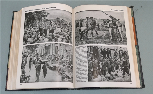 Pictorial History of the Second World War 1944 - 1946 - History Book Set in Awesome Original Bakelite Book Holder - WWII History in 5 Volumes - Brown Bakelite Stand with Soldiers, Air Planes, and...