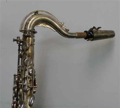 Silver Buescher True Tone Low Pitch Saxophone - Serial # 190,605 - Last Patent Date 1914 - Very Nice Condition - In Fitted Velvet Lined Hard Case 