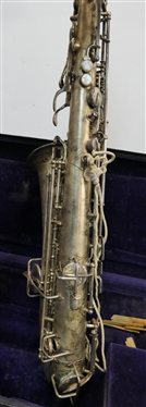 Silver Buescher True Tone Low Pitch Saxophone - Serial # 190,605 - Last Patent Date 1914 - Very Nice Condition - In Fitted Velvet Lined Hard Case 