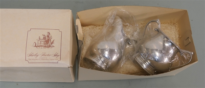 Shirley Pewter Shop - Williamsburg, VA -Hanle Distinctive American  Pewter Cream and Sugar Set in Original Box - Like New - Creamer Measures 5 Tall 