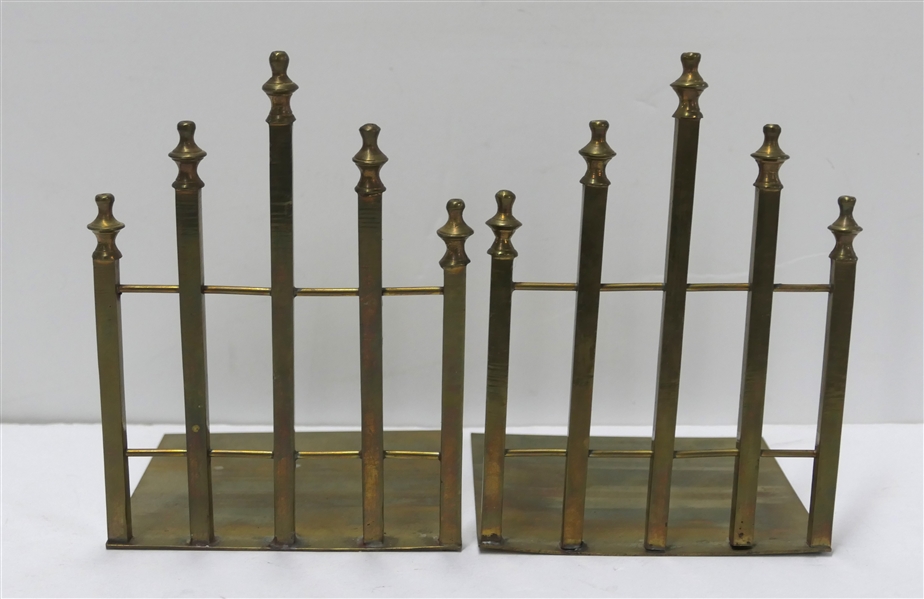 Pair of Brass Bookends - Each Measures 6 1/2" Tall 