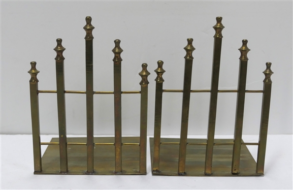 Pair of Brass Bookends - Each Measures 6 1/2 Tall 