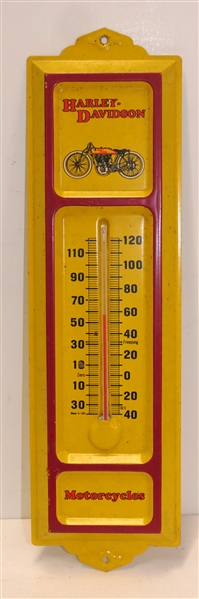 Vintage Harley Davidson Motorcycles Tin Advertising Thermometer - Made in USA - Measures 13 1/4" by 3 3/4" 