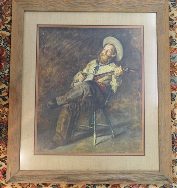 Cowboy Singing Print - 1888 Original by Thomas Eakins (1844 - 1916) - Attractively Framed and Matted - Frame Measures 29 1/2 by 26