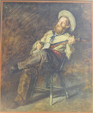 Cowboy Singing Print - 1888 Original by Thomas Eakins (1844 - 1916) - Attractively Framed and Matted - Frame Measures 29 1/2 by 26
