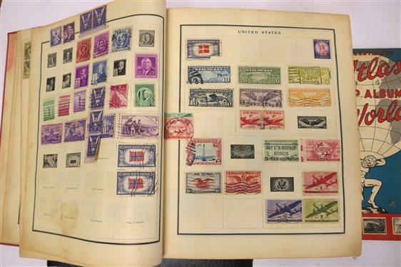 Modern Postage Stamp Album - Almost Full, U.S. First Day Covers & Special Covers, and The Atlas Stamp Album of the World - With Stamps 