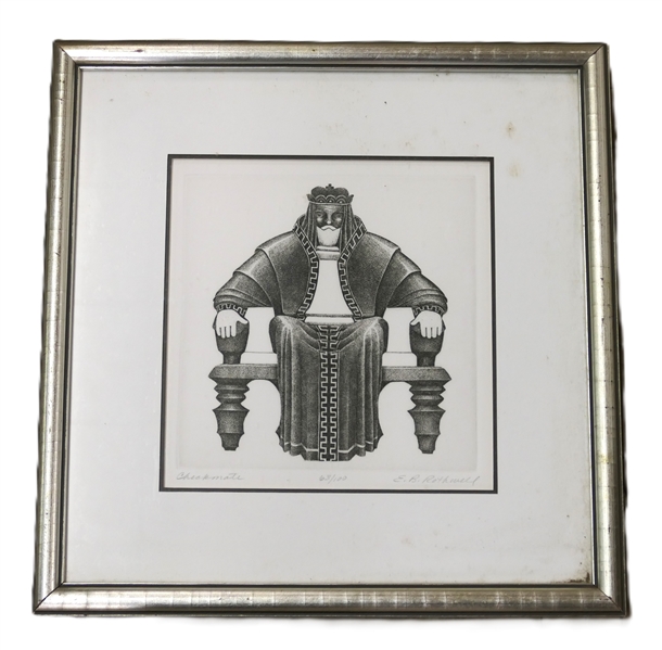 "Checkmate" Artist Signed and Numbered 63/100 Limited Edition Print by Artist E.B. Rothwell - Attractively Framed and Matted in Silver Frame - Frame Measures 13 1/2" by 13 1/2" 
