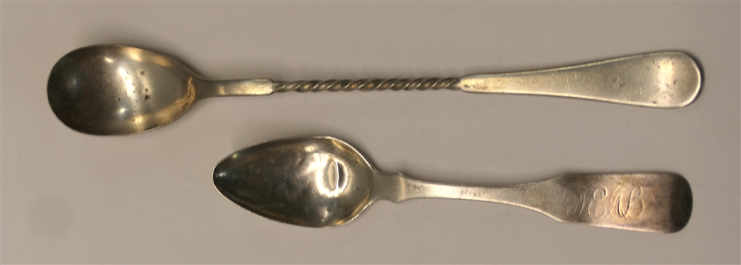 P.S. Co. Sterling Silver Creamer - 71.9 Grams (Not Weighted), EPNS Cocktail Spoon, and Unmarked Monogrammed Tea Spoon 