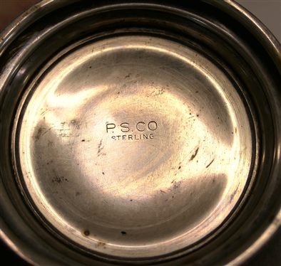 P.S. Co. Sterling Silver Creamer - 71.9 Grams (Not Weighted), EPNS Cocktail Spoon, and Unmarked Monogrammed Tea Spoon 