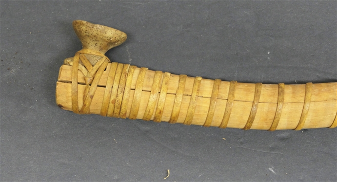 Handcrafted Wood and Stone Pipe - Carved Stone Bowl - Wrapped Wood Stem - Pipe Measures 14 1/2 Long