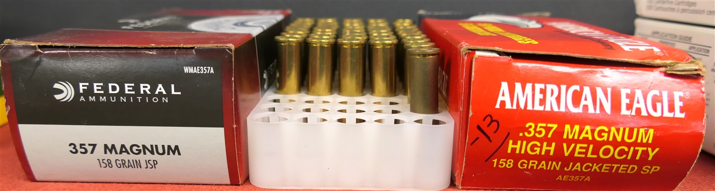 Federal 357 Magnum 158 Grain JSP - Full Box (50 Rounds) and American Eagle .357 Magnum High Velocity 158 Grain  Jacketed SP -37 Rounds (Missing 13)