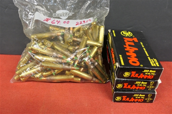 3 Boxes TulAmmo .223 Rem 55 Gr. FMJ - 3 20 Round Boxes (60 Rounds Total) and 1 Bag 100 Rounds .223LC with Green Tips 