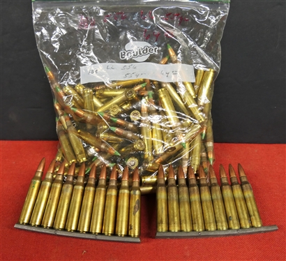 1 Bag of 100 Rounds LC556 - 55 Gr. With Green Tips and 2 Stripper Clips Loaded with 10 Rounds Each - (120 Total Rounds)