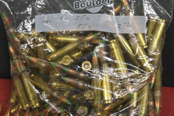 1 Bag of 100 Rounds LC556 - 55 Gr. With Green Tips and 2 Stripper Clips Loaded with 10 Rounds Each - (120 Total Rounds)