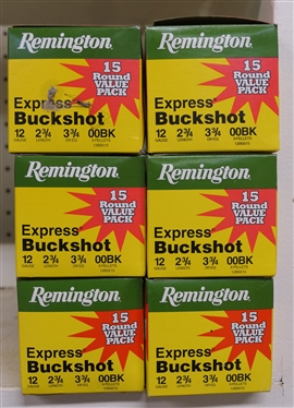 6 Boxes Remington Express Buckshot 12 Gauge 2 3/4 Length 3 3/4 DR EQ 00BK - 90 Shells Total 