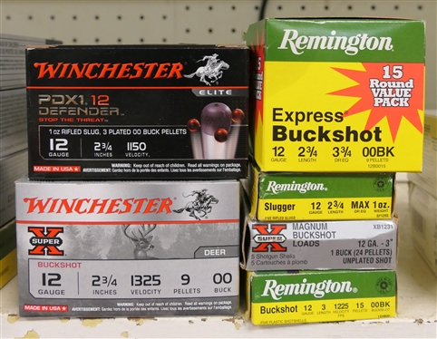 6 Boxes of 12 Gauge Shells - 1 Box Slugs, 1 Box 1 Buck, and 4 00 Buck 