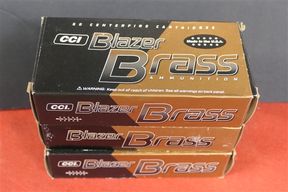 3 Boxes of CCI Blazer Brass 9mm Luger 115 GR. FMJ - 50 Cartridges Per Box - 150 Rounds Total 