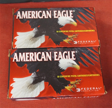 2 Boxes of American Eagle 9mm Luger - 147 Grain Full Metal Jacket Flat Point - 100 Rounds 