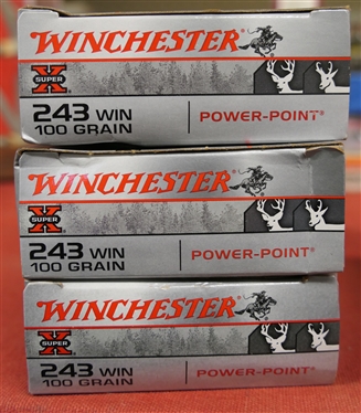 3 Boxes of Winchester Power Point - 243 WIN - 100 Grain - Deer & Antelope - 60 Rounds 