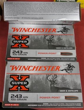 3 Boxes of Winchester Power Point - 243 WIN - 100 Grain - Deer & Antelope - 60 Rounds 