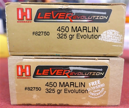 2 Boxes of Hornady LeveRevolution - 450 Marlin 325 gr. Evolution Ammunition - 40 Rounds 