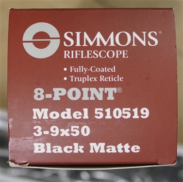 Simmons Riflescope - 8 - Point Model 510519 - 3-9x50 Black Matte - New in Original Box 