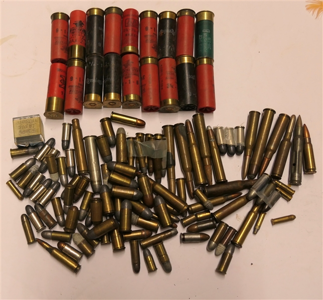 Mixed Lot of Ammunition including 12 Gauge Shot Gun Shells, 38 S&W, .22 Cal, .32 Cal, 30-30Win and More