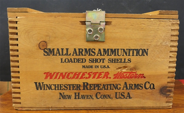 Winchester Small Arms Ammunition - Wooden Shot Gun Shell Box - Measures 10 Tall 16 by 10