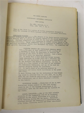 The  North Carolina Confederate Centennial News Letter 1960 - 1965 - Bound Hardcover Book with Copies of The Confederate Centennial Newsletter - With Letter From Mrs. Marion T. James Historical...