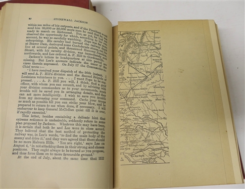 Stonewall Jackson and the American Civil War by Lieut.-Col. G.F.R. Henderson, C.B. in Two Volumes - with Portraits Maps, and Plans -1909 Hard Cover -2 Volumes - Red Covers with Gold Lettering