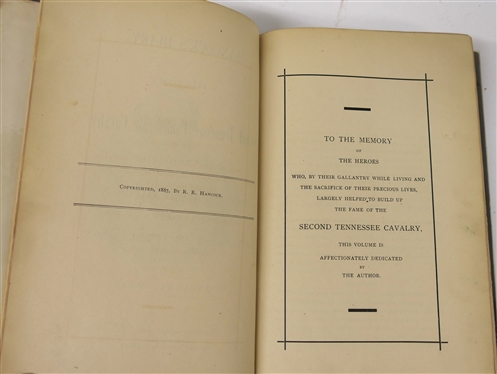 Hancock''s Diary: or, A History of the Second Tennessee Confederate Calvary with Sketches of the First and Seventh Battalions; Two Volumes in One -1887  Nashville, Tenn.: Brandon Printing Company...