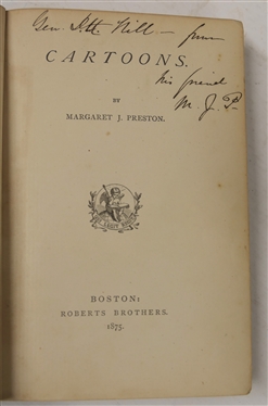 Cartoons. By Margaret J. Preston - 1875 Hardcover Book - Personally Inscribed to Gen. D.H. Hill From His Fired M.J.P. The Author - Hardcover First Edition - 1875 - Embossed Hardcover Book -...