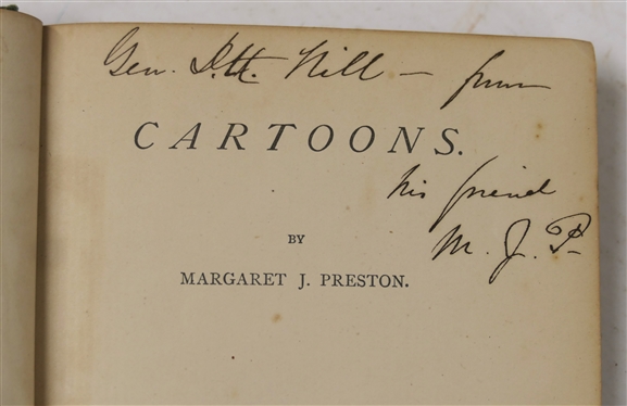 Cartoons. By Margaret J. Preston - 1875 Hardcover Book - Personally Inscribed to Gen. D.H. Hill From His Fired M.J.P. The Author - Hardcover First Edition - 1875 - Embossed Hardcover Book -...
