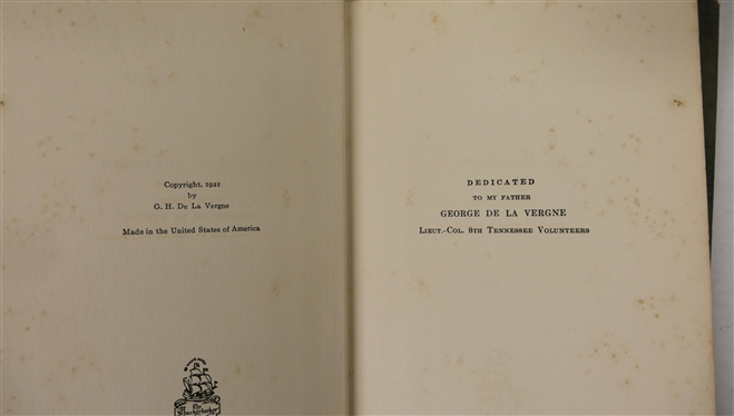 The Unwritten South - Cause, Progress and Result of the Civil War by J. Clarence Stonebraker - Fifth Edition Hardcover Book and The Wilderness - A Battle Picture By George H. De La Vergne -...