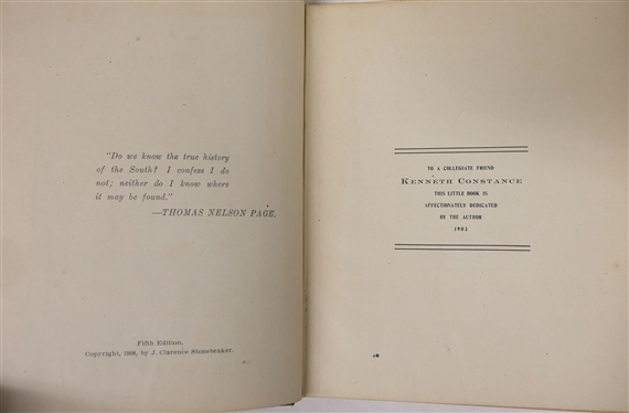 The Unwritten South - Cause, Progress and Result of the Civil War by J. Clarence Stonebraker - Fifth Edition Hardcover Book and The Wilderness - A Battle Picture By George H. De La Vergne -...