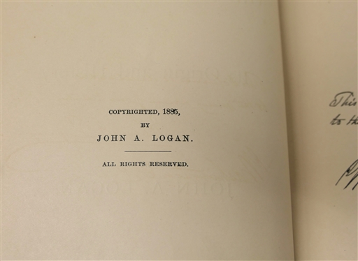 The Great Conspiracy: Its Origin and History By John A Logan - 1886 Hardcover Book - New York: A.R. Hart & Co,. Publishers - 1866 - Blue Hardcover with Gold Embossed Lettering 